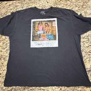 Cheech & Chong Mens 3XL Black Graphic T-Shirt Polaroid Comedy Print Cotton Tee